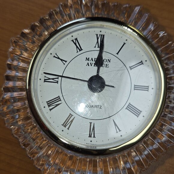 vintage Madison Avenue Crystal Sunburst Desk Clock lead crystal. - Picture 4 of 10